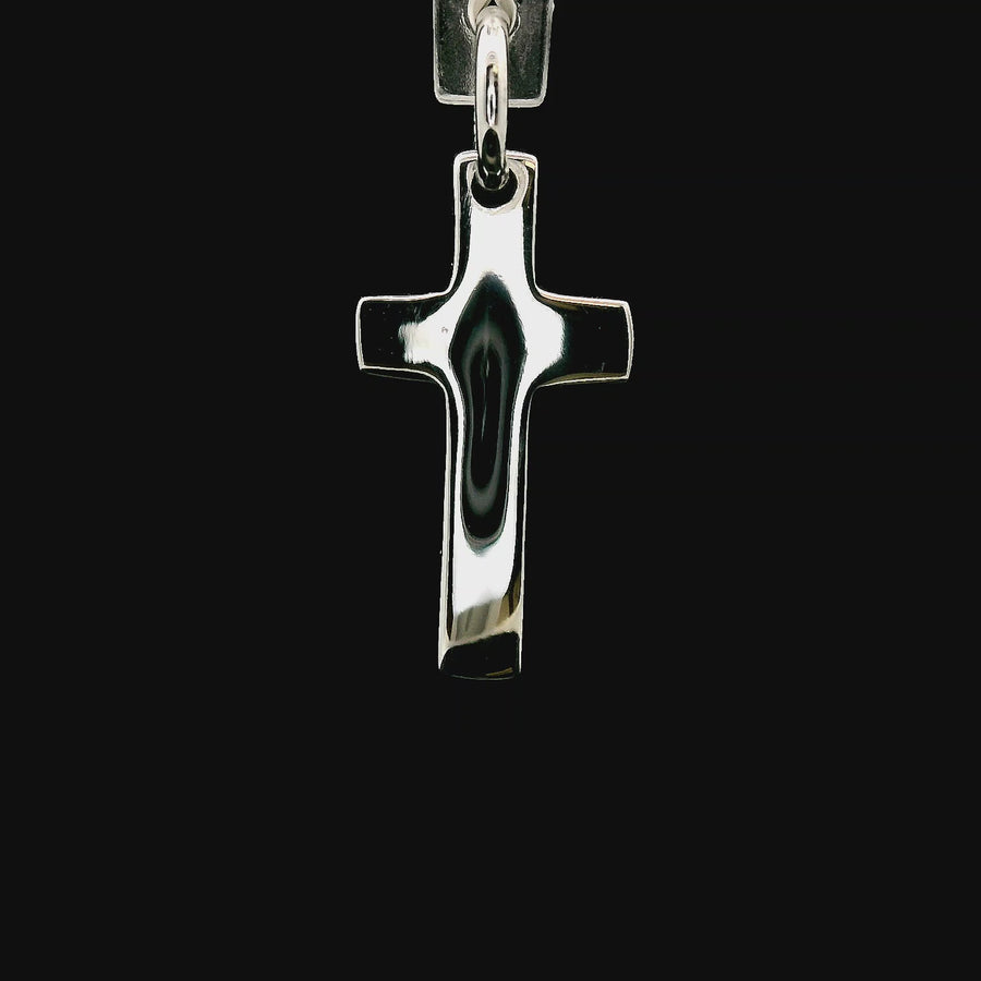 18kt White Gold Italian Made Cross Pendant (1.08g)