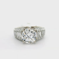 18kt White Gold Lab-Grown Round Brilliant Diamond (2.39ct) and Natural Channel Set Baguette and Princess Cut Diamonds (2.10ct) Engagement Ring