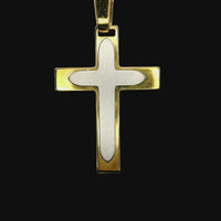 18kt Two-Tone Gold Italian Made Cross Pendant (2.96g)