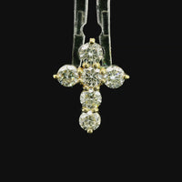 18kt Yellow Gold Natural Diamond Cross Pendant (1.11ct)