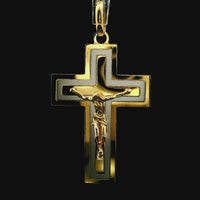 18kt Two-Tone Gold Italian Made Crucifix Charm (12.1g)