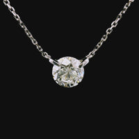 18kt White Gold Natural Round Diamond Solitaire Pendant (.50ct)