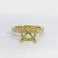 18kt Yellow Gold Natural Round Diamond Semi-Mount Ring (.85ct)