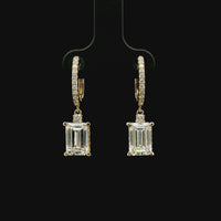 18kt Yellow Gold Natural Round Diamonds and Lab-Grown Emerald Diamonds Drop Earrings (4.19ct)