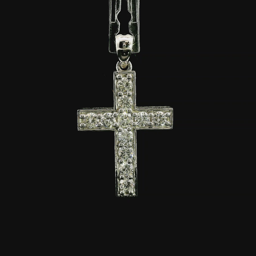 14kt White Gold Natural Diamond Cross Pendant (.91ct)