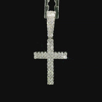 14kt White Gold Lab-Grown Round Diamonds Cross Pendant (.56ct)