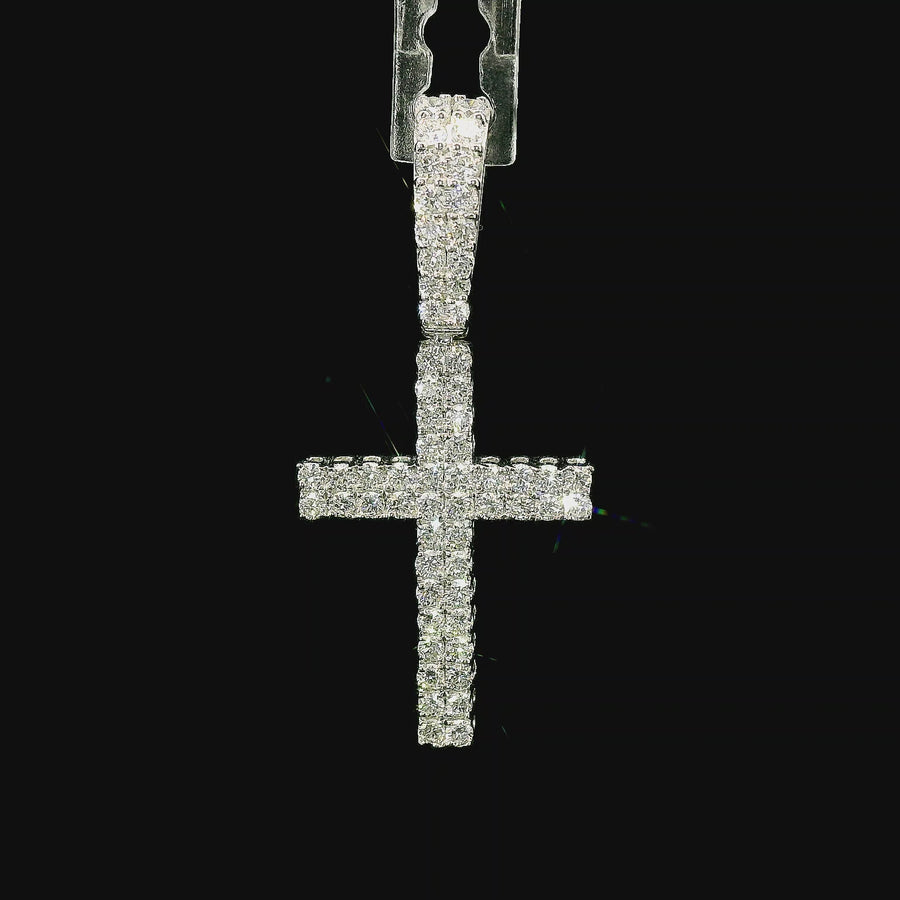 14kt White Gold Lab-Grown Round Diamonds Cross Pendant (.56ct)