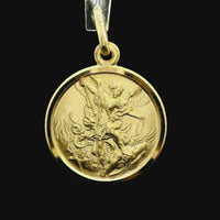18kt Yellow Gold 15mm Italian Made St. Michael Medal (2.7g)