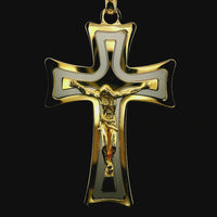 18kt Two-Tone Gold Italian Made Crucifix Pendant (10.7g)