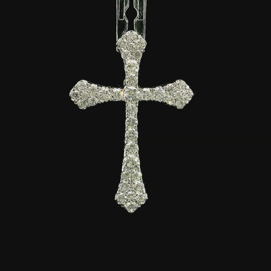 18kt White Gold Natural Diamond Cross Pendant (0.87ct)