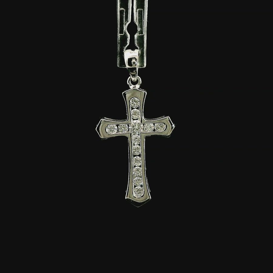 18kt White Gold Natural Diamond Cross Pendant (0.28ct)