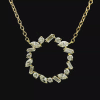 18kt Yellow Gold Natural Round and Marquise Diamond Circle Pendant (.30ct)