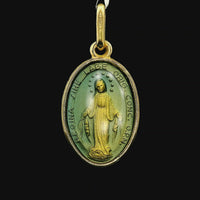 18kt Yellow Gold Italian Made Miraculous Medal With Enameled Front (2.39g)