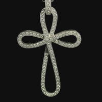 18kt White Gold Natural Diamond Cross Pendant (.89ct)