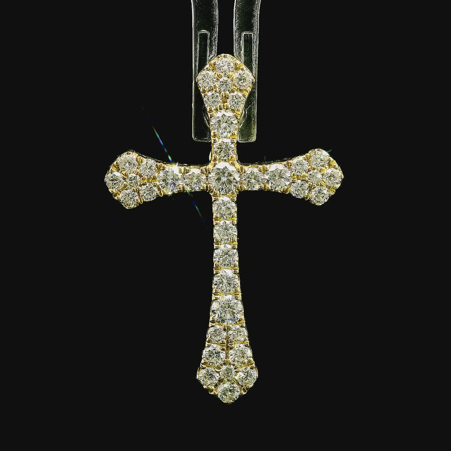 18kt Yellow Gold Natural Diamond Cross Pendant (0.86ct)