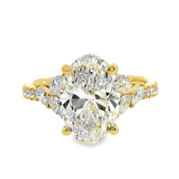 18kt Yellow Gold Lab-Grown Oval and Natural Round and Marquis Diamonds Engagement Ring (3.03ct)