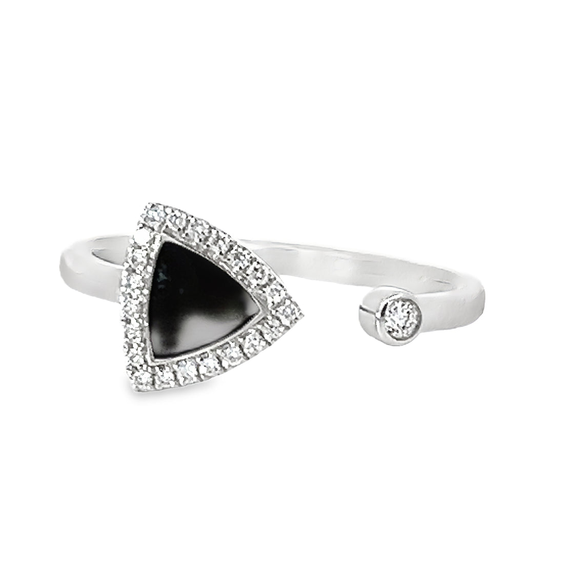 18kt White Gold Enamel and Round Natural Diamond Ring (0.09ct)