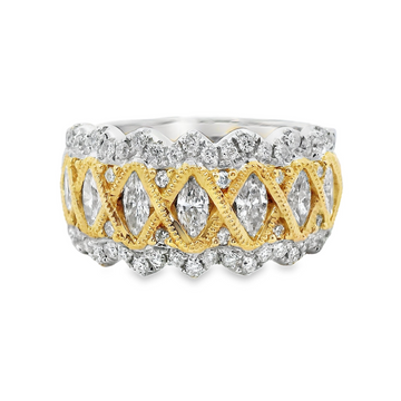 18kt Tu-Tone Gold Natural Diamond Free Form Ring (0.98ct)
